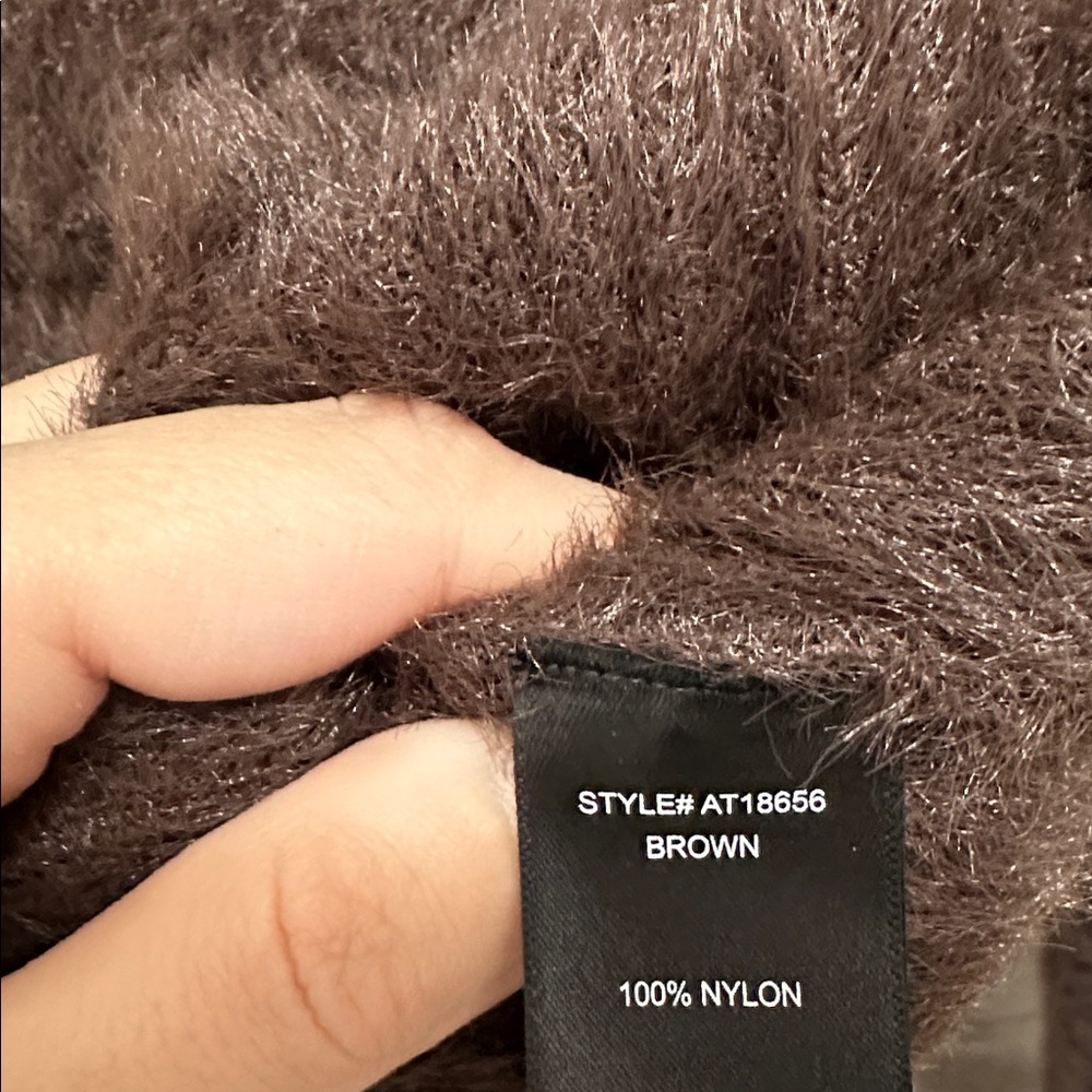 ASTR the Label Brown Fuzzy Off‎ the Shoulder Sweater - Picture 4 of 5